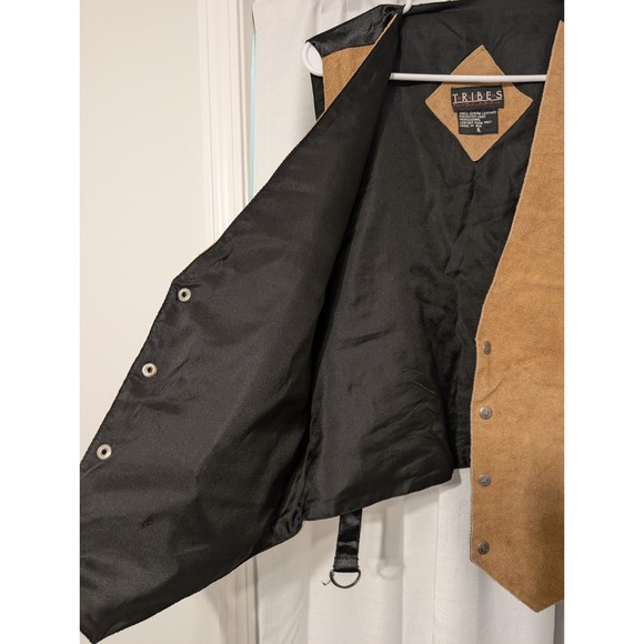 Tribes Suede Tan Leather‎ Vest Mens XL Metal Snaps Lined Cowboy Western - Picture 7 of 9